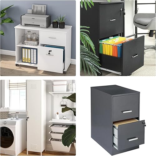 Miniatura 7 de 4 cerraduras de cajón de 0.630 in, cerraduras de armario de escritorio negro mate, cerraduras de seguridad de gabinete de oficina de aleación de