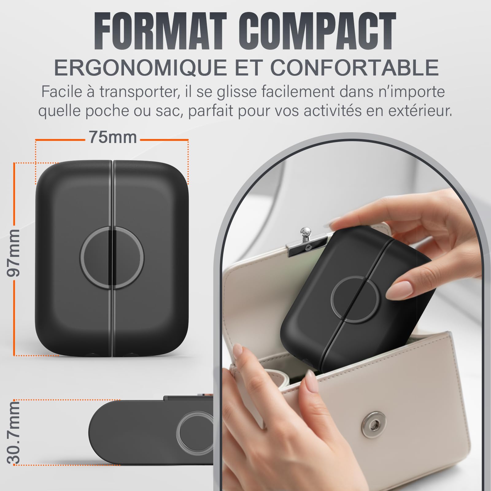 Chauffe-Main Rechargeable 6000mAh, écran Affichage LED, 4 Niveaux de Chaleur, Design Compact & élégant, USB-C, Chauffe Rapide, Ideal Voyage, Hiver et Cadeau - AERYNO