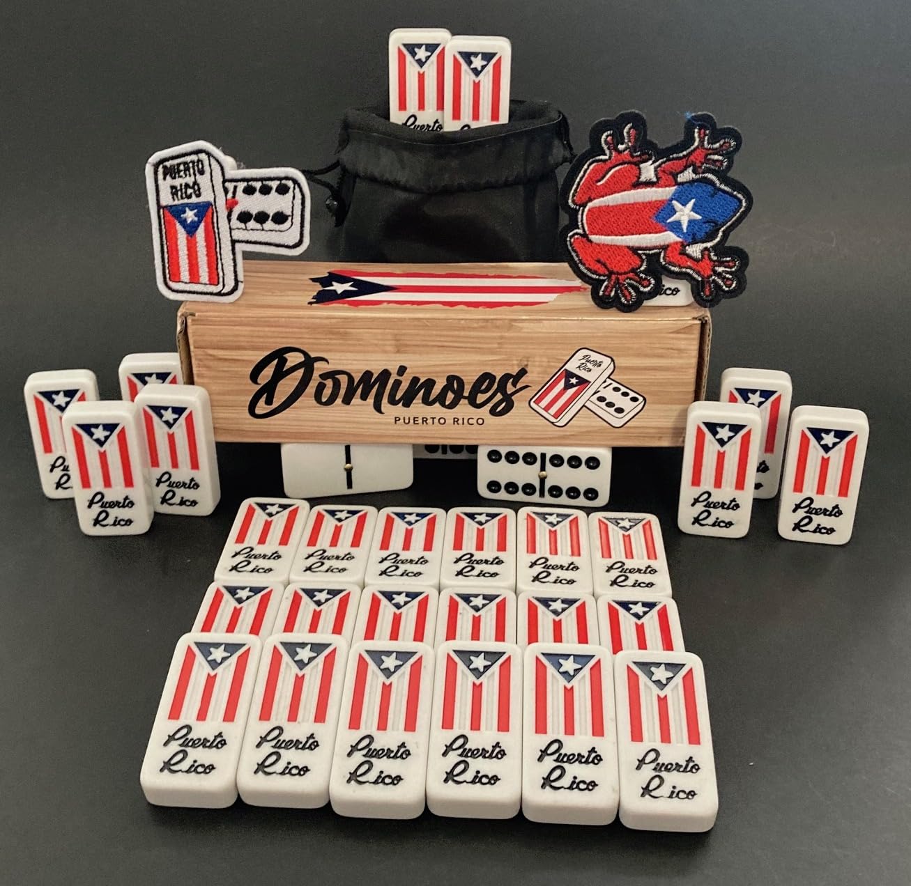 Juego de bolsas de dominó de Puerto Rico Juego de Dominó Azulejos Boricua PR Puerto Rico Domino Conjunto Clásico Doble Seis Domino Tamaño Adulto Debe Tener Familia (Viene con bolsa de viaje) sin caja 8