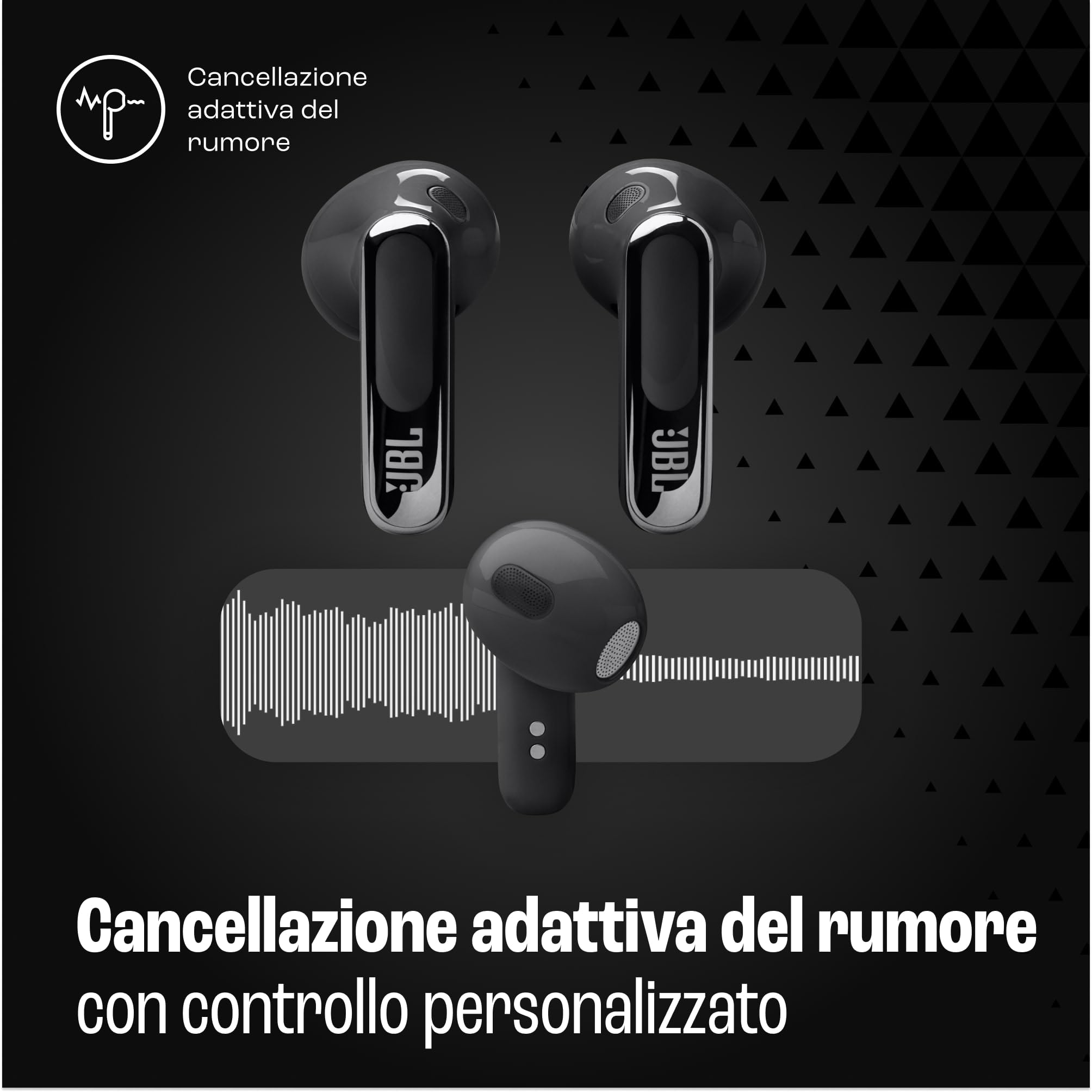 JBL Live Flex 3, Cuffie Wireless Bluetooth, Nero | 50 Ore di Autonomia, con Cancellazione Adattiva del Rumore e High-Resolution JBL Signature Sound, Impermeabili IP54