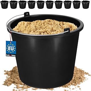 KOTARBAU 10er Set Baueimer 5L aus Kunststoff Putzeimer Mörteleimer Zementeimer Wassereimer Garteneimer Kunststoff-Eimer Schwarz