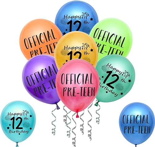 Miniatura 3 de Decoraciones de cumpleaños número 12 para niños y niñas, globo oficial de cumpleaños número 12 para preadolescentes, globos de papel de aluminio