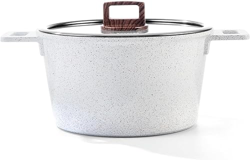 MGC - Ollas antiadherentes de 11 pulgadas con tapa de vidrio, cerámica antiadherente de aluminio fundido a presión, libre de PFOA, para todas las