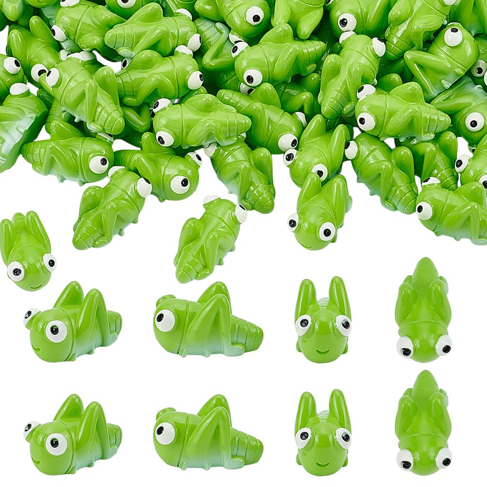 OLYCRAFT 120pcs Mini Resin Grasshopper Miniature Resin Figurines Realistic Grasshopper Figurines Ornament Resins Figures Mini Animals for Decor Accessories and Garden Landscape Party Props