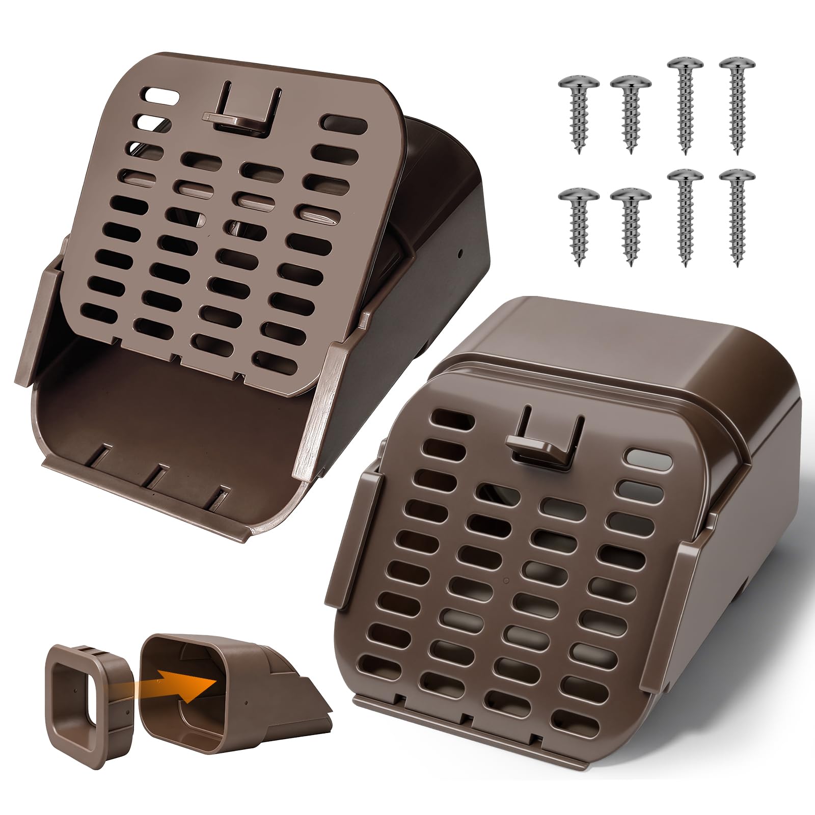 Lot de 2 connecteurs de gouttière type A marron anti-bouchon