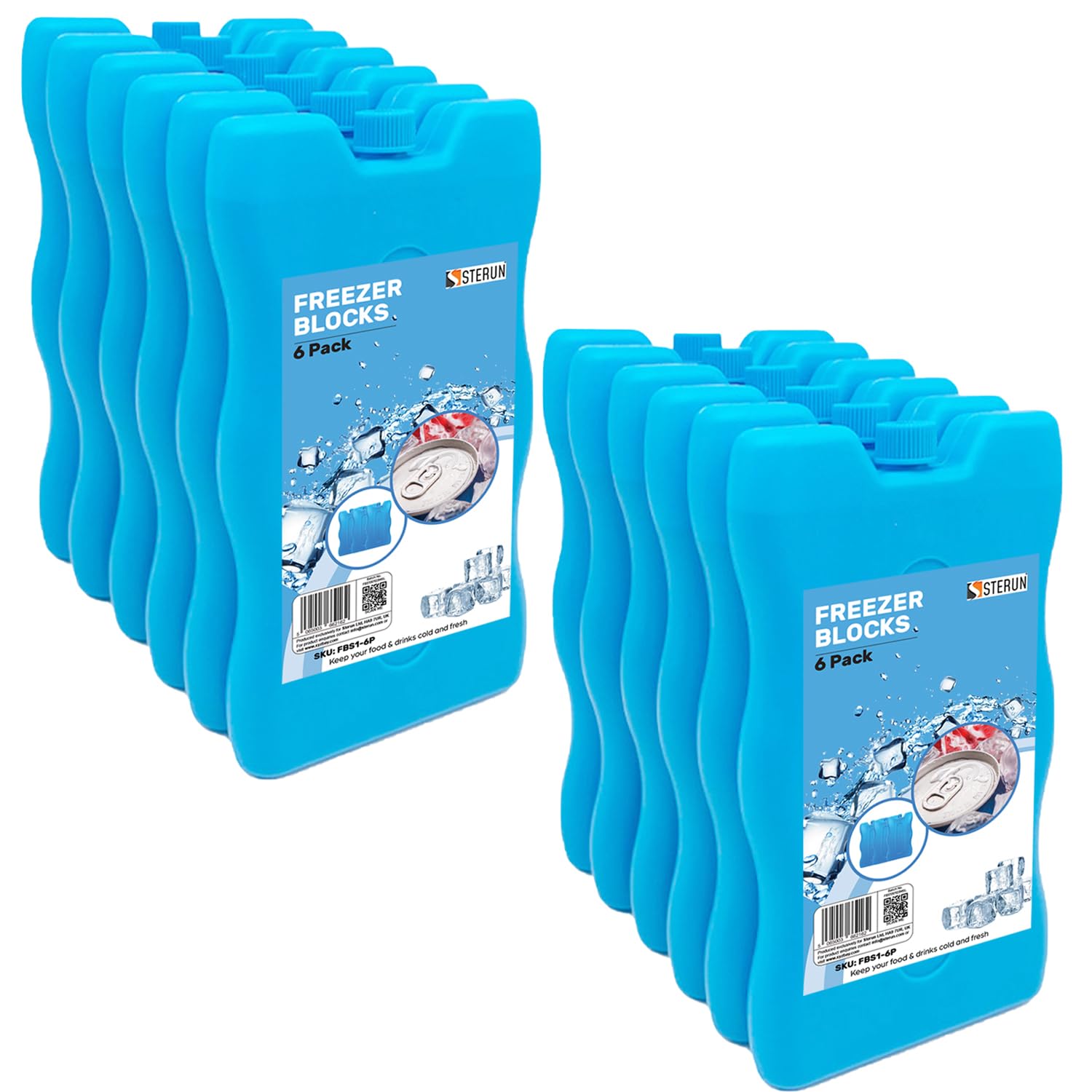 STERUN Freezer Blocks Family Pack Reusable - Keeps Food and Drink Cooler for Hours Ice Blocks for Lunch Boxes Outdoor Picnic, Camping