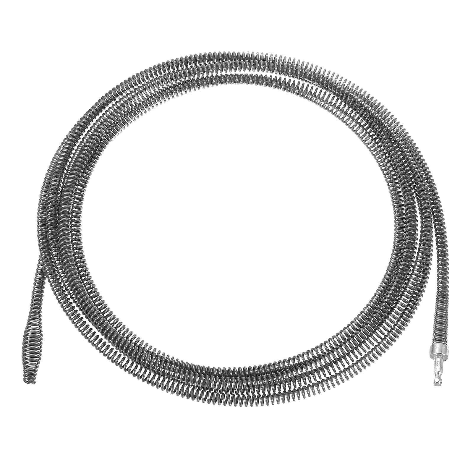 sourcing map 1 extracteur de bouchon de canalisation, 5 m et 10 mm d'épaisseur, tarière à ressort avec connecteur de perceuse électrique, serpent de plomberie pour évier de cuisine, baignoire,