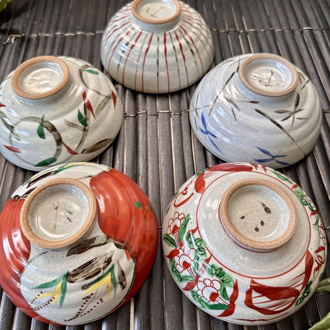 Amazon.co.jp: 品備前焼 龍峰窯 絵変わり 茶碗揃 ご飯茶碗 5客