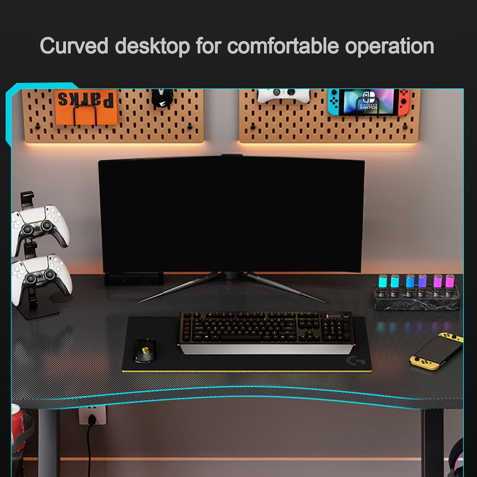 Amazon | 調節可能な RGB ライト ストリップ付き Z 字型ゲーミング