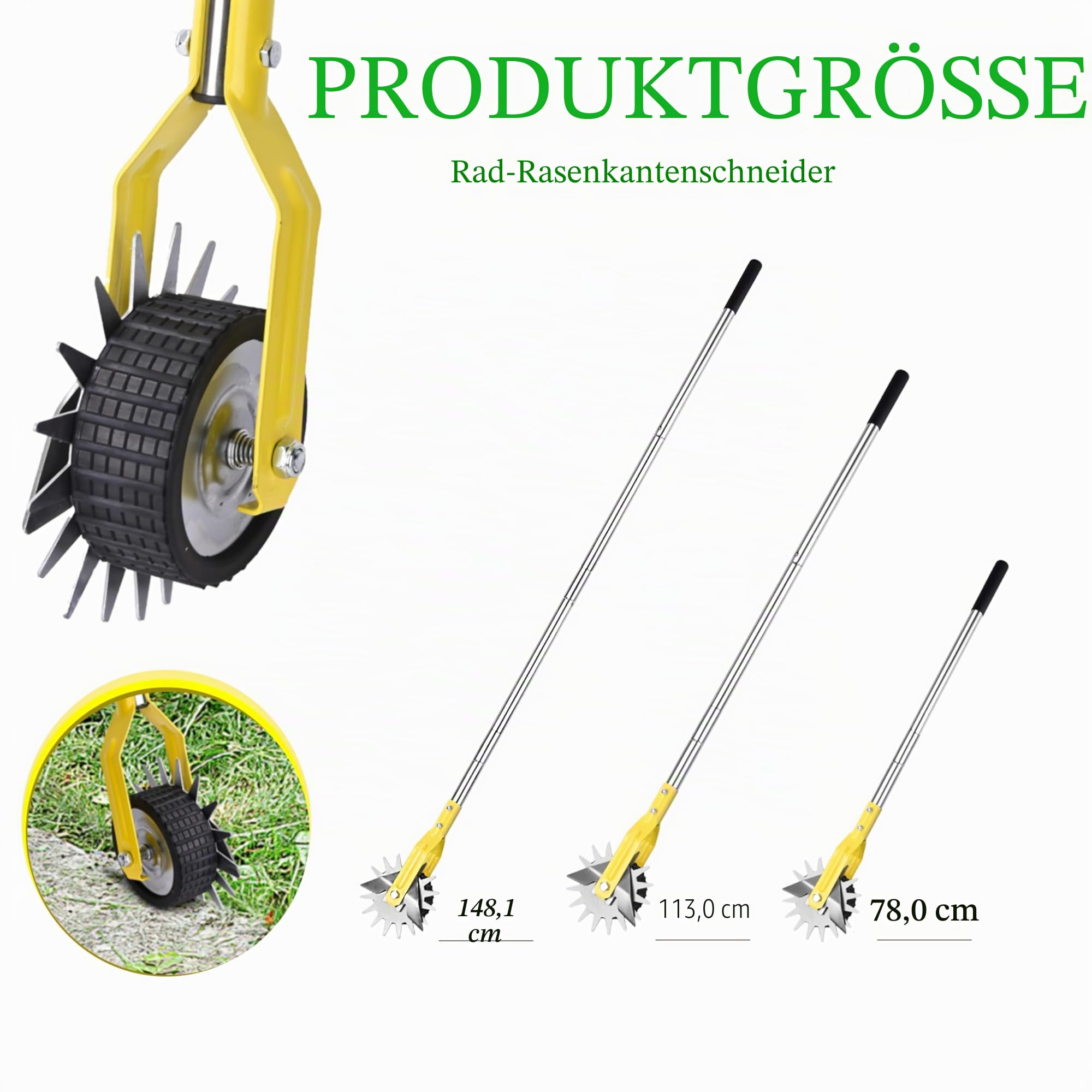 YEELOR Wheel Rotary edg, Gartenedge, Stahl edg, manuelles Gartenrandbearbeitungsgerät für Gehwege, Gärten, Auffahrten und Beete