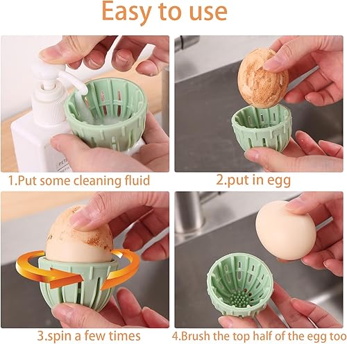 Miniatura 5 de HXJFGDM Cepillo de silicona para lavado de huevos, 2 unidades, para huevos frescos, herramientas de limpieza reutilizables para lavadoras de huevos,