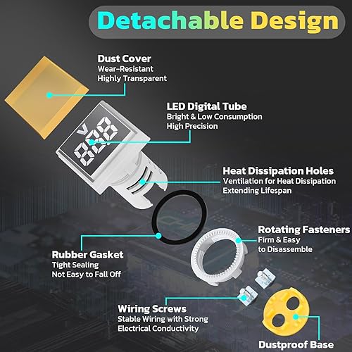 Vista 27 de DROK Medidor de voltaje de CA 500V, 3 unids AC 60-500V 110v 220v Monitor de voltaje digital más grande pantalla LED voltímetro detector de voltios
