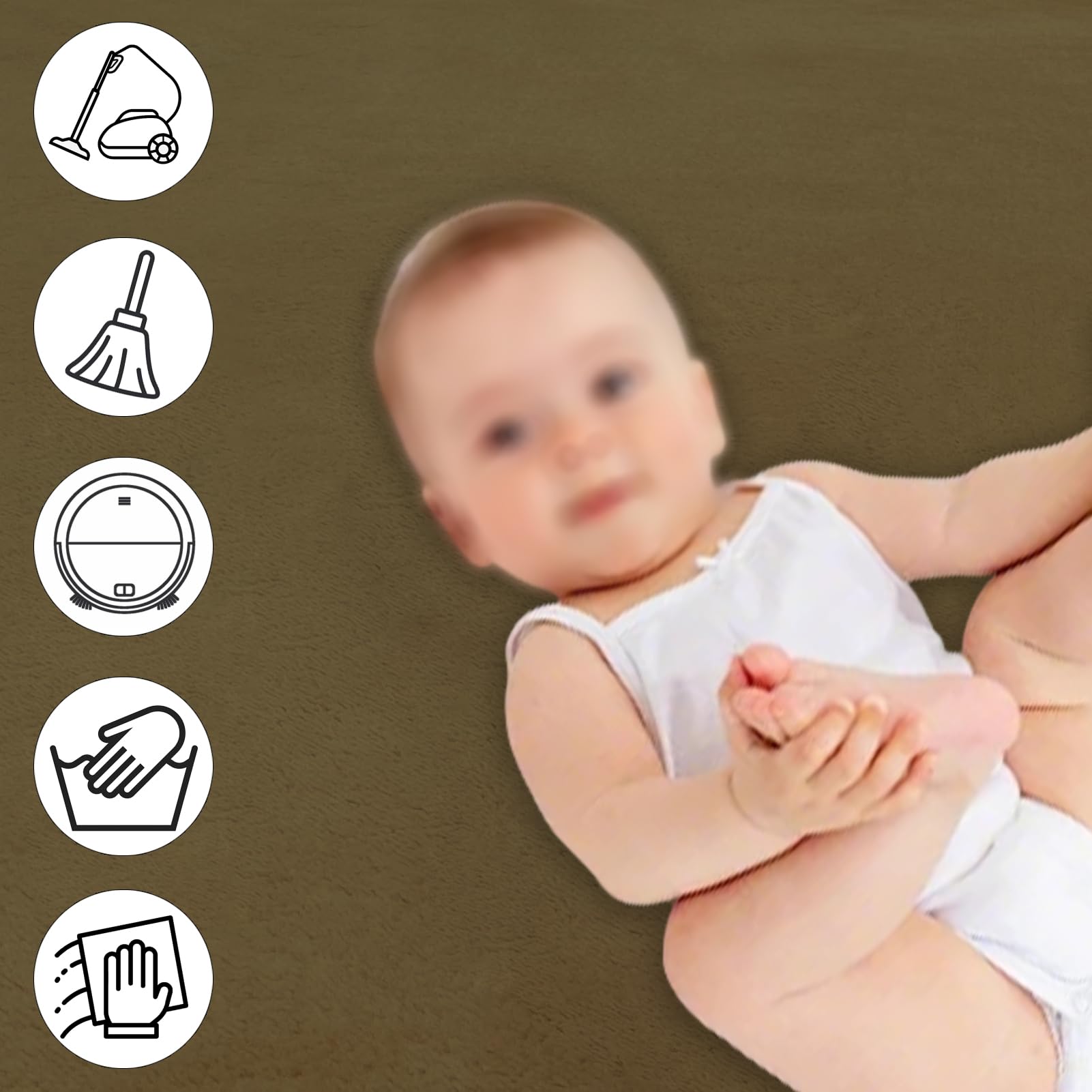 Krabbel- und Spielmatte für Babys, 120 x 250 cm, Korallensamt, 3 cm, Krabbelmatte für Babys, groß, rutschfest, für Kinder, für Wohnzimmer, Schlafzimmer, Yoga, Grün