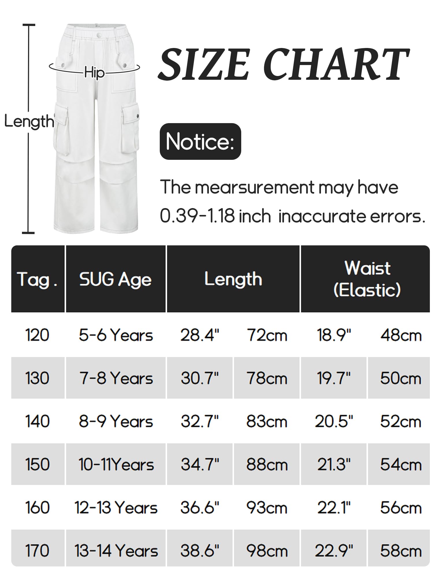 SEAUR Pantalon Cargo Fille Jeans Baggy Y2K Hip Hop Pantalon Multi Poches Streetwear - 120-170=(UE 110-164)