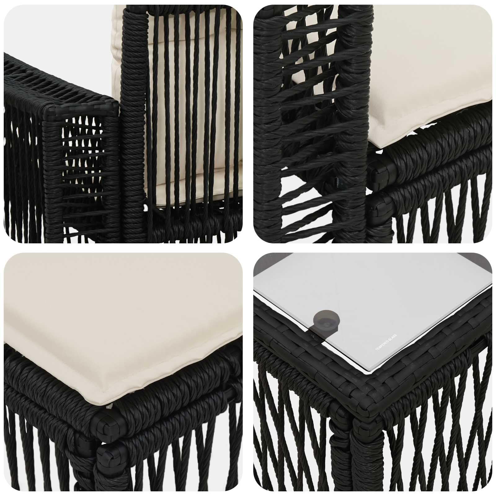 Set di divani da giardino, 5 pezzi, in polyrattan | Lounge modulare in polyrattan per terrazza e giardino con comodi cuscini e robusto telaio in acciaio.