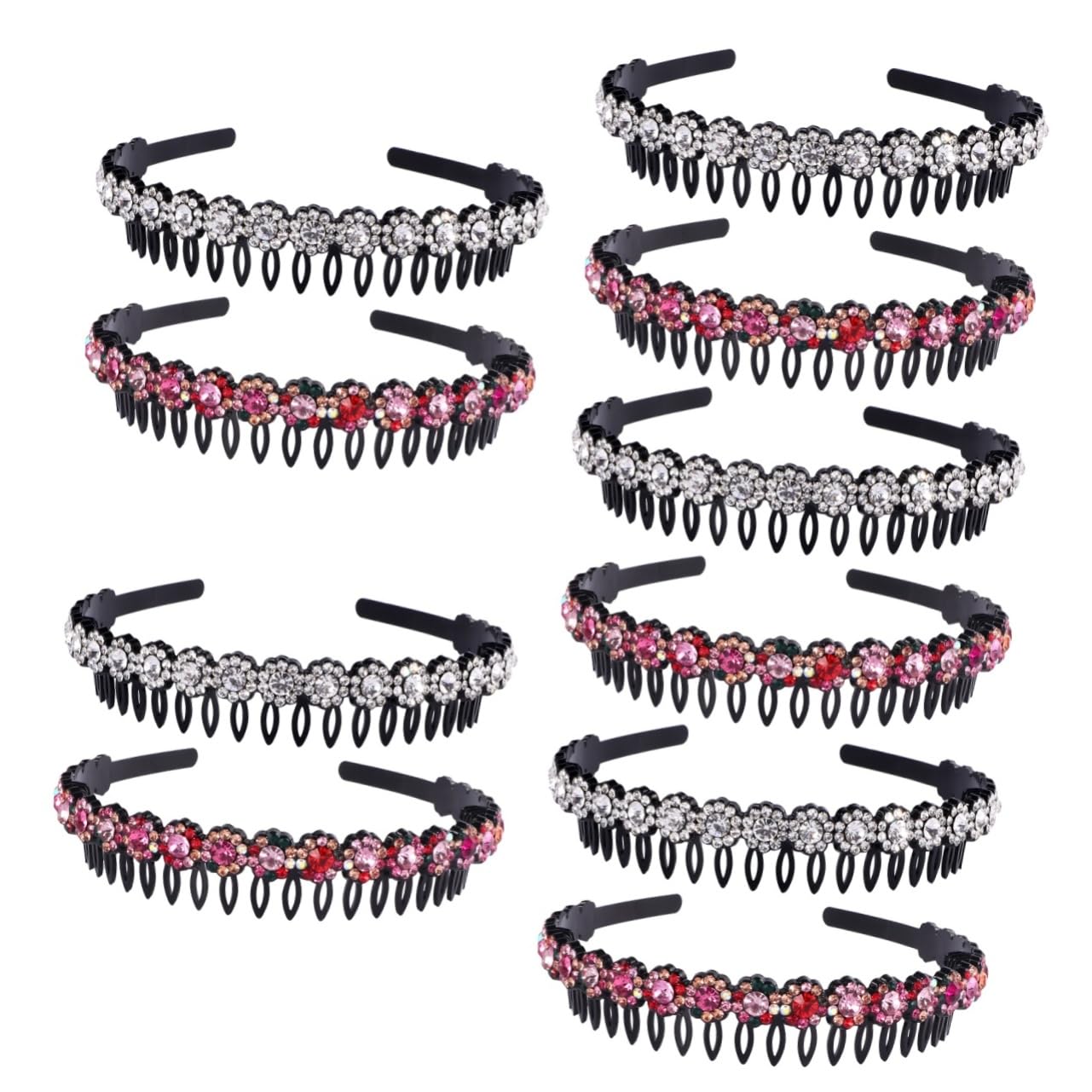 FRCOLOR 10pièces Bandeau Antidérapant à Dents Strass Pour Femmes Mixte Pur Pour Maquillage Spa Et Vie Quotidienne