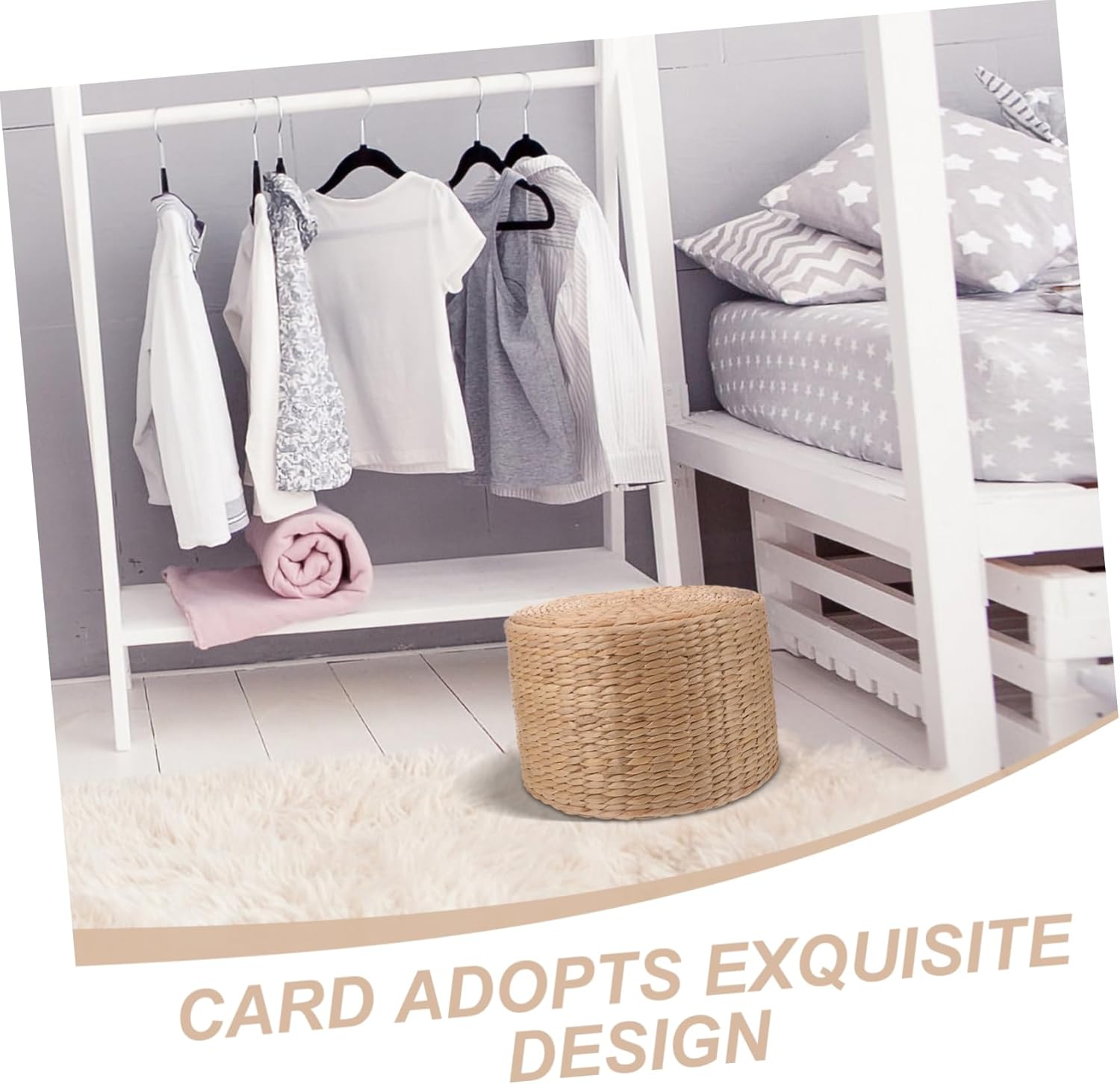 VICASKY Small Woven Grass Shoe Changing Stool Lightweight Garden Step Stool for Outdoor Use Multifunctional Entryway Seat and Portable