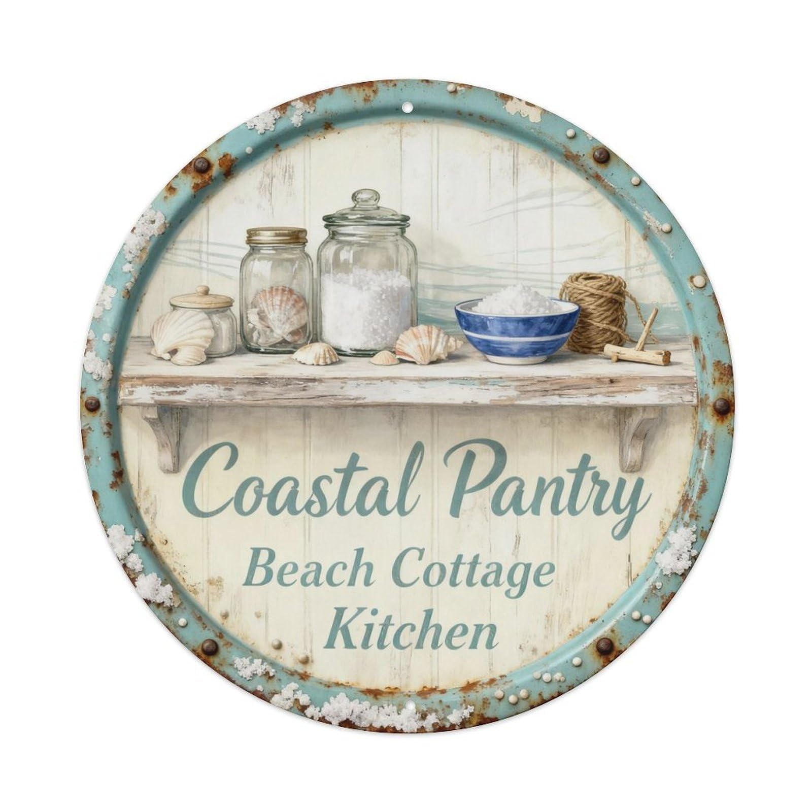 Coastal Pantry Shelf Metal Tin Sign Plaque