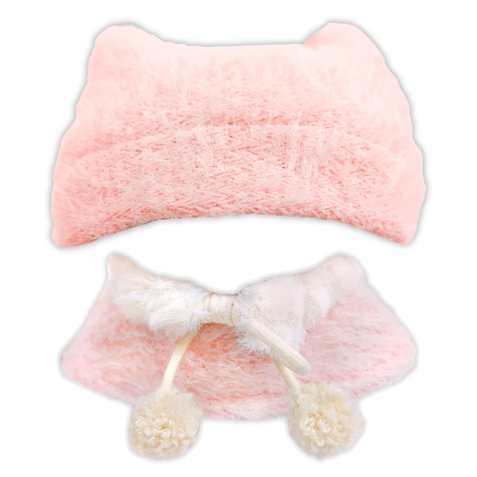 Amazon.co.jp: 猫耳ニット帽&ファーポンチョ&マフラーセット 10cmぬい
