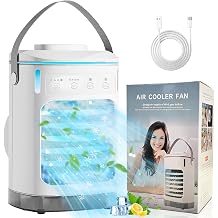 Portable Air Conditioners, 2026 Upgraded Personal Air Conditioner with 2 Mist & 2 Icebox, 3 Speeds & 2-8H Timer, 7 Color Light & 900ml Large Tank, Evaporative Air Cooler AC Cold Fan for Bedroom Office