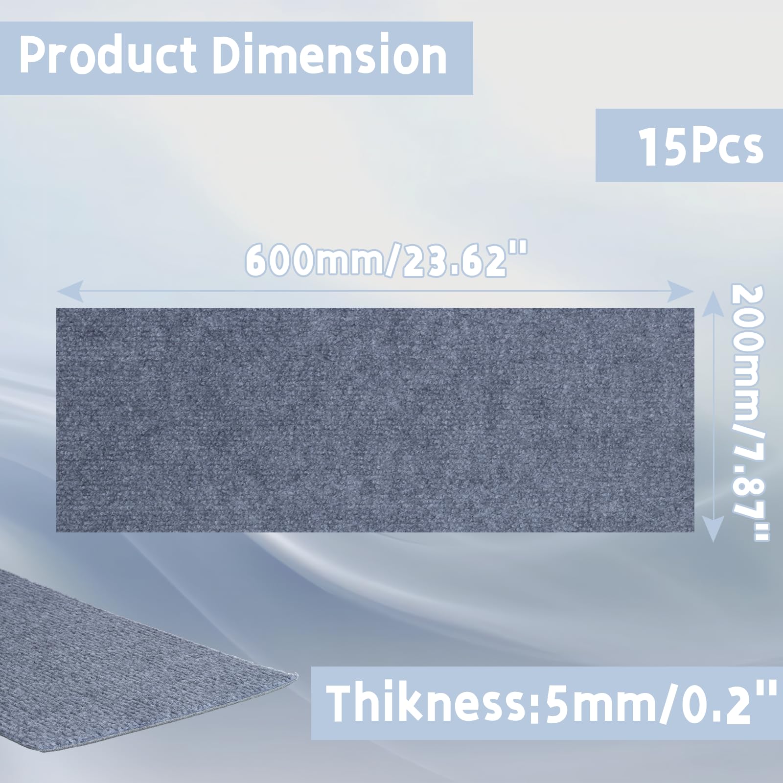 15 runner antiscivolo per scale, per interni, lavabile, 60 x 20 cm, perfetto per anziani, bambini e animali domestici (grigio chiaro)