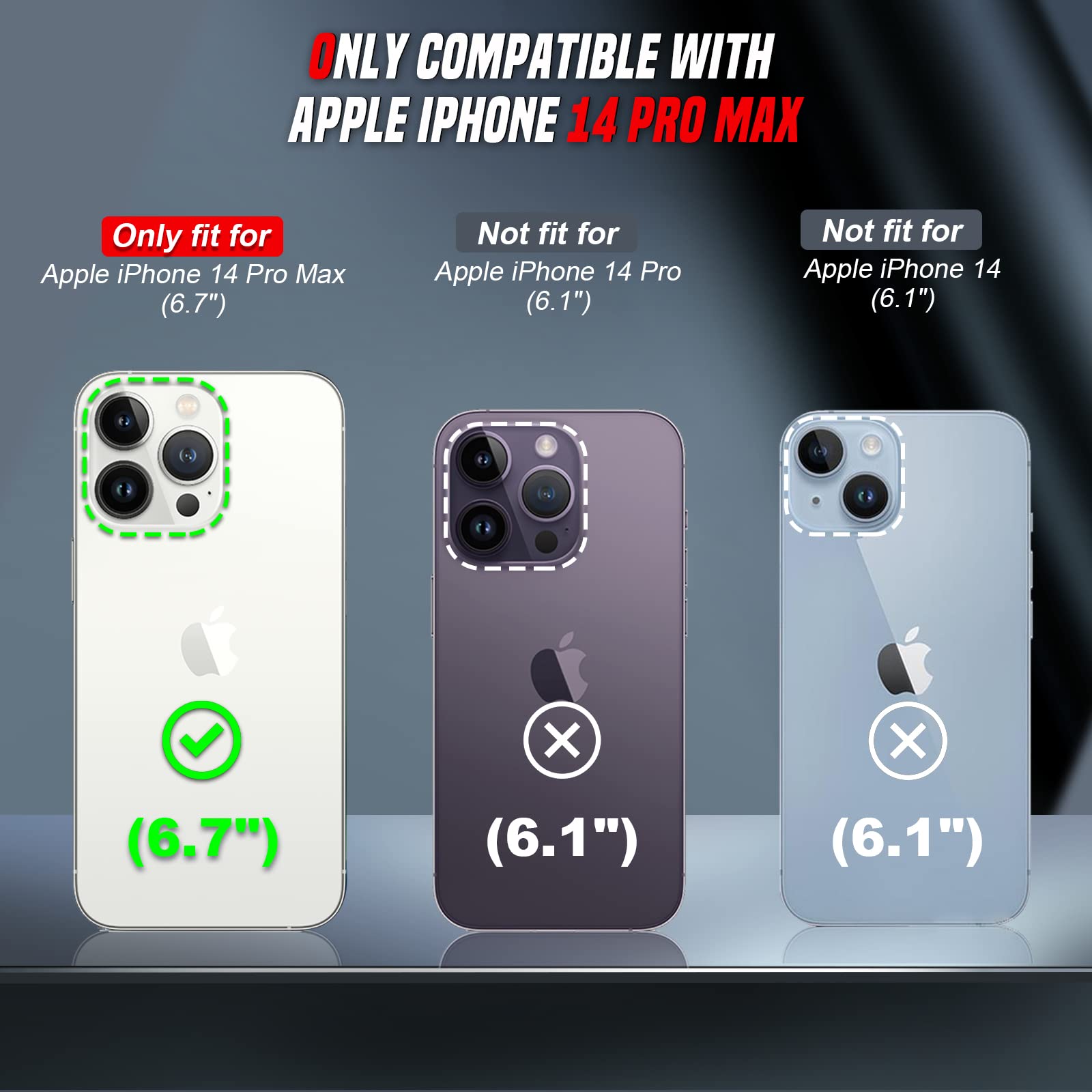 LeYi Cover per iPhone 14 Pro Max con Vetro Temperato [2 Pack],Custodia con Protezione Fotocamera [Slidable] Antiurto Grado Militare 360°Magnetica Anello Supporto TPU Bumper Custodie Nero