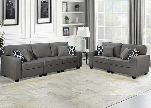 Vista 19 de Legend Vansen - Sofá seccional modular en forma de L con otomano, sofá seccional reversible moderno de esquina para sala de estar Carbón