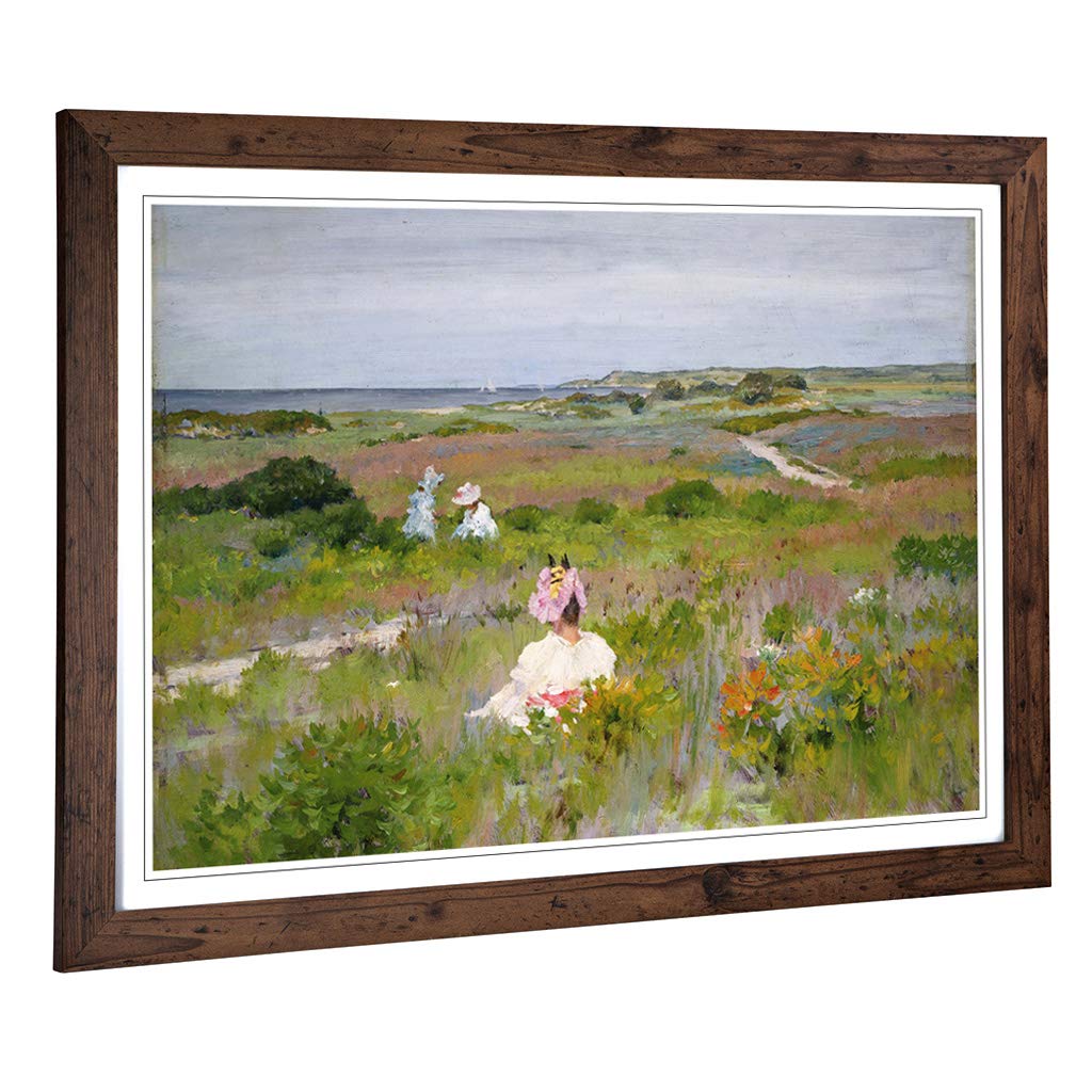 Big Box Art Framed Print of William Merritt Chase Long Island Shinnecock Design | Wall Art Picture | Home Decor for Kitchen, Living Room, Bedroom, Hallway, Walnut, A2 / 24.5x18 Inch / 62x45cm
