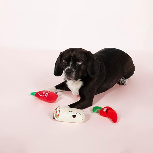 Miniatura 3 de Fringe Studio, "Hot & Spicy - Juego de 3 juguetes de peluche para perros pequeños, colección PetShop (289435) Fiesta Siesta,Grrritos,Picante y