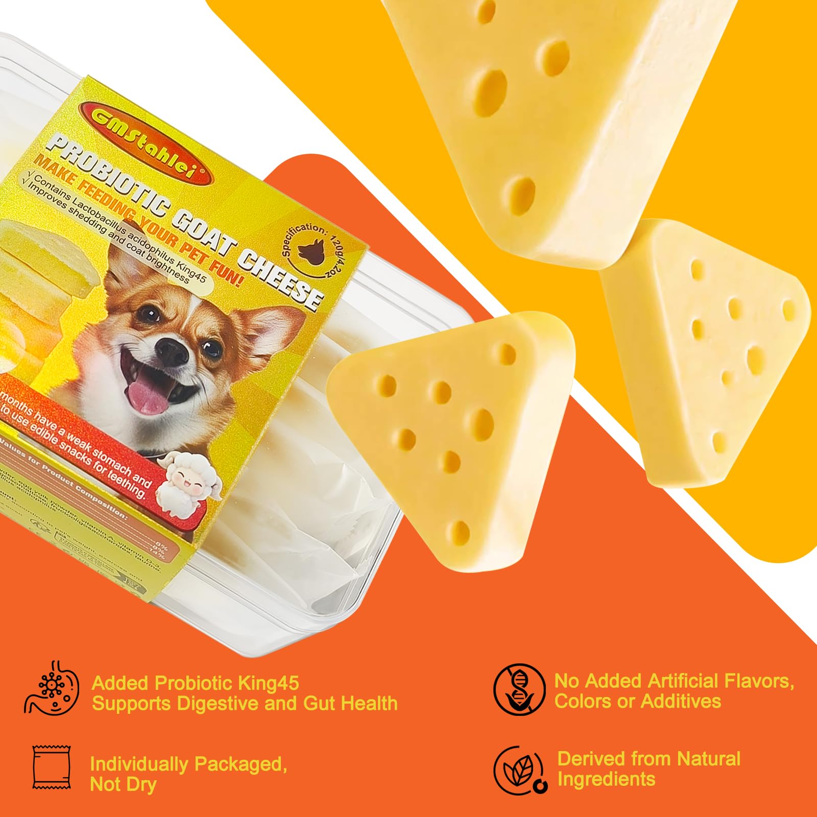 Hundesnacks Mit Ziegenkäse & Probiotika – 120 G (15 Stück) | Für Immunität, Fell & Verdauung