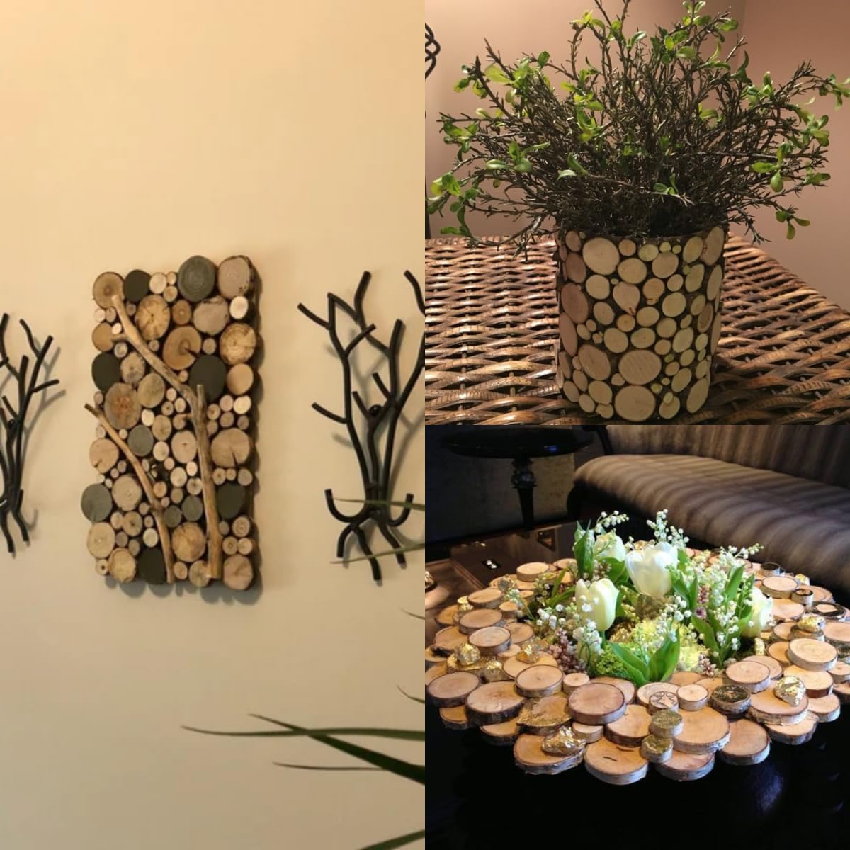 Natural Wood Slices for Crafts, 1.2"-2.5" Mini Assorted Unfinished Wood Tree Bark Round Log Discs for Arts & Crafts Christmas Ornaments Wedding Centerpieces (Assorted Size - 8OZ)