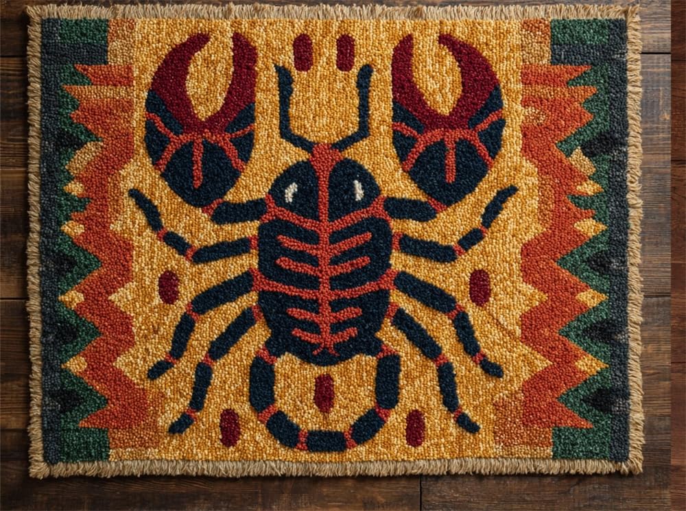 FWRTYCB DIY Crochet Carpet Kit Scorpion 20X15Inch Carpet Making Kit