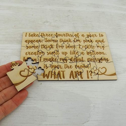 Miniatura 3 de What Am I Baby Reveal Poem Riddle Puzzle - Rompecabezas de 15 piezas de tilo de 5.75 x 3.5 pulgadas, divertido anuncio sorpresa de embarazo