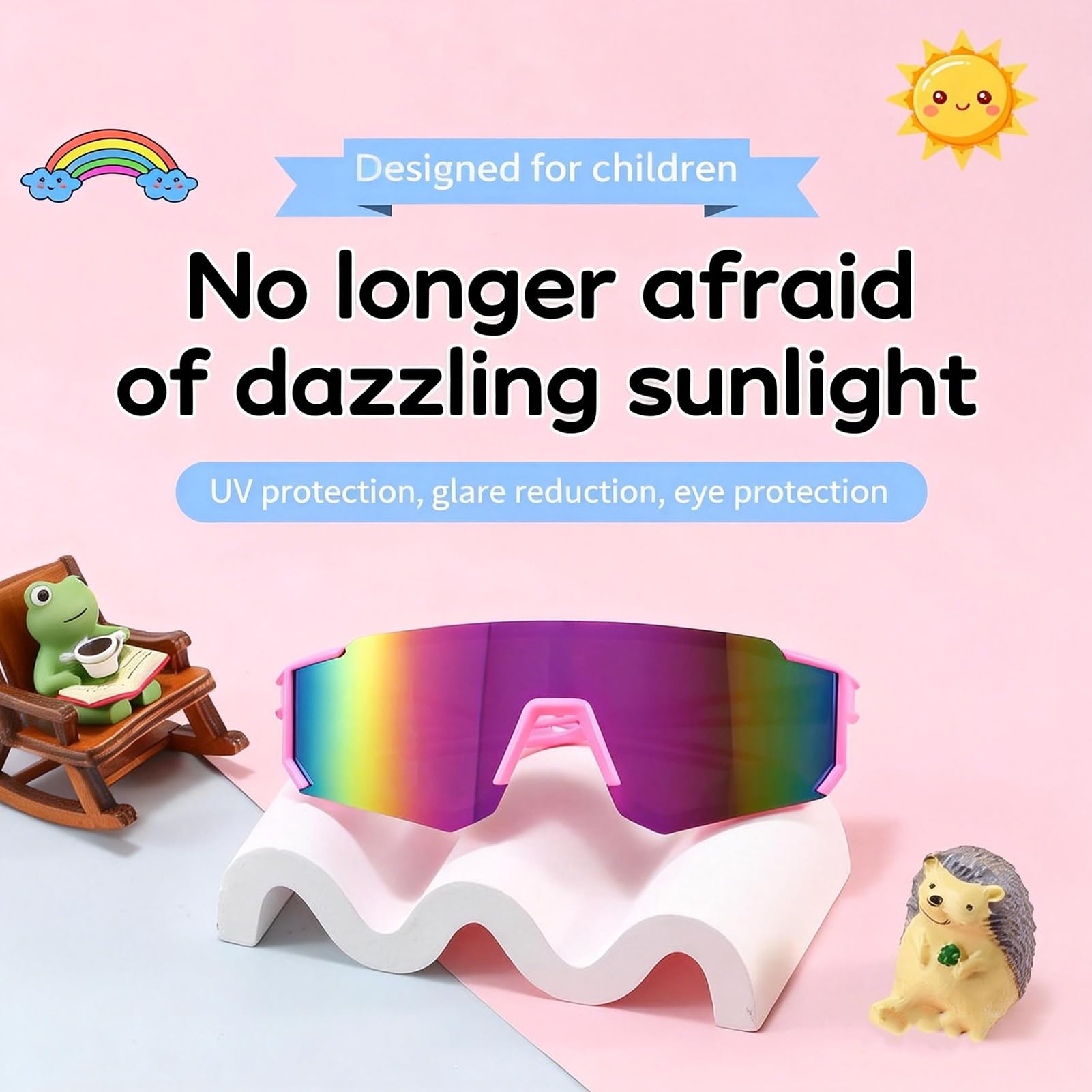 3 Stück Fahrradbrille Kinder, Sonnenbrille Kinder, UV400-Schutz Polarisierte Sportbrille für Jungen Mädchen, Ideal für Radfahren Angeln Golf Wandern Laufen Ski Outdoor-Aktivitäten