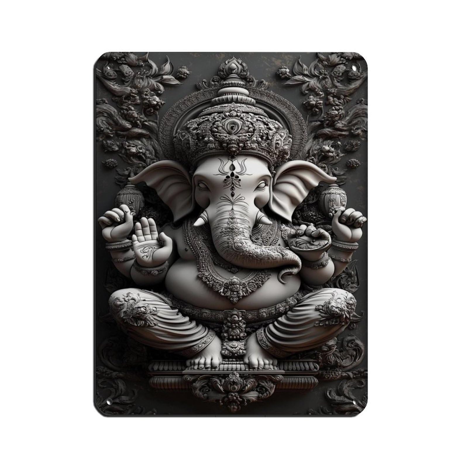 Ganesh Art Retro Poster Metal Tin Sign Chic Art Retro Iron Painting Bar People Cave Cafe Family Garage Poster Wall Decoration 12x16inch(30x40cm)