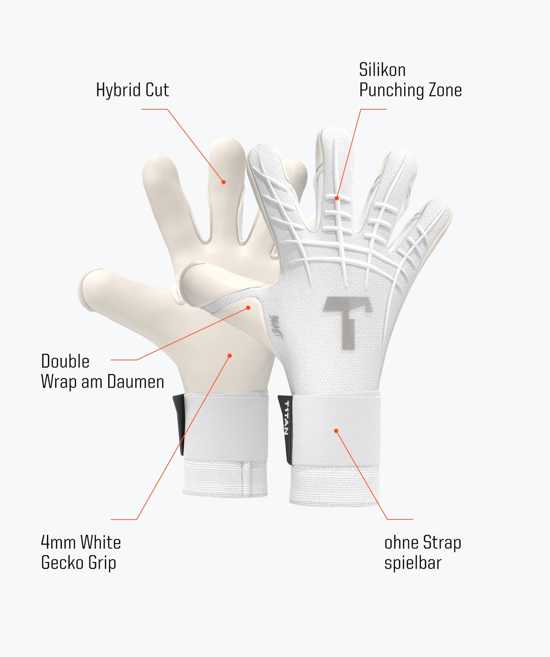 T1TAN Torwarthandschuhe Herren Beast, Größe 6-11, viele Farben, Tormannhandschuhe Erwachsene, Torhüterhandschuhe Jugendliche, Fußballhandschuhe für Kinder, 4mm Profi Grip, Atmungsaktiv, Hybrid Cut