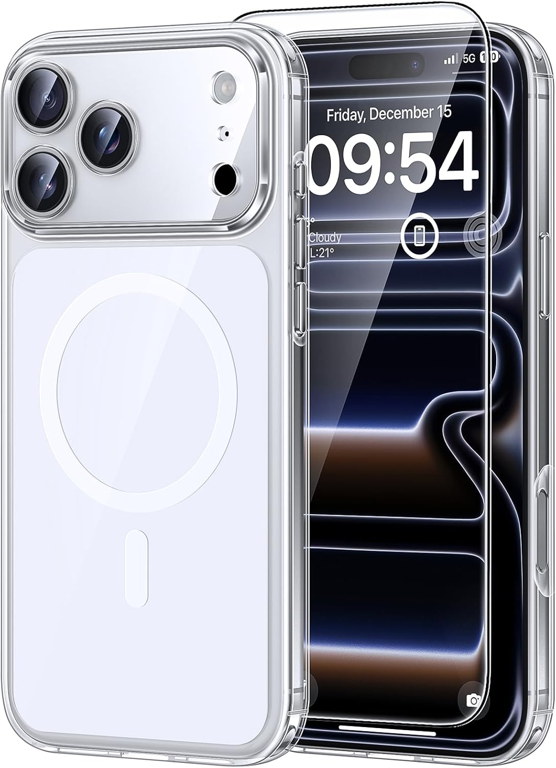 TAURI Original Design for iPhone 17 Pro Max Case, Compatible with MagSafe with Screen Protector, Anti-Yellowing Military-Grade Protection Shockproof Magnetic iPhone 17 ProMax Case, Clear White