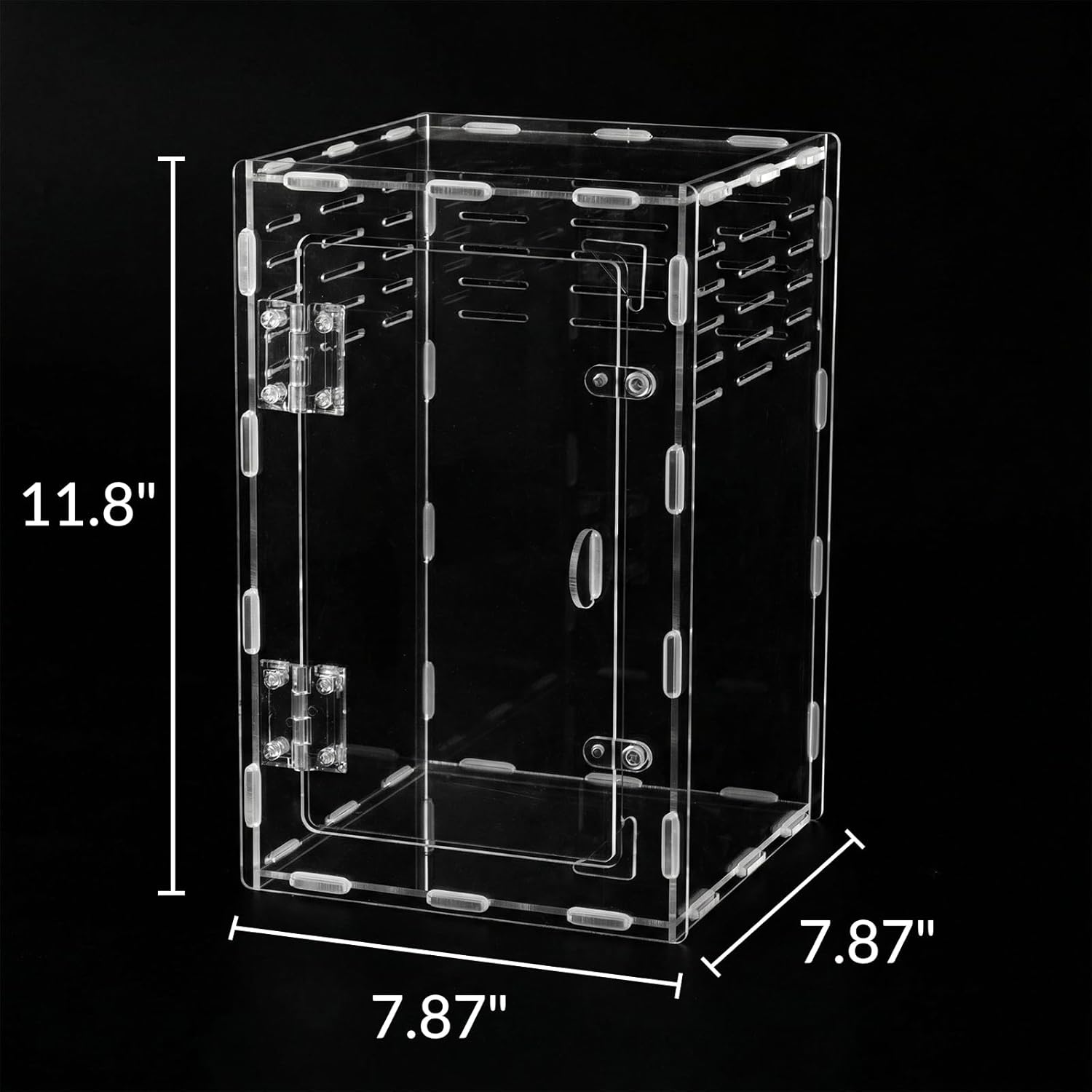 11.8 Inch Jumping Spider Enclosure, Desktop Micro Terrarium, Breeding Box, 360° Clear Acrylic Insect Habitat, 3-Side Ventilation, Easy Assembly, for Mantis, Tarantula, Snail, Small Reptiles, Plants