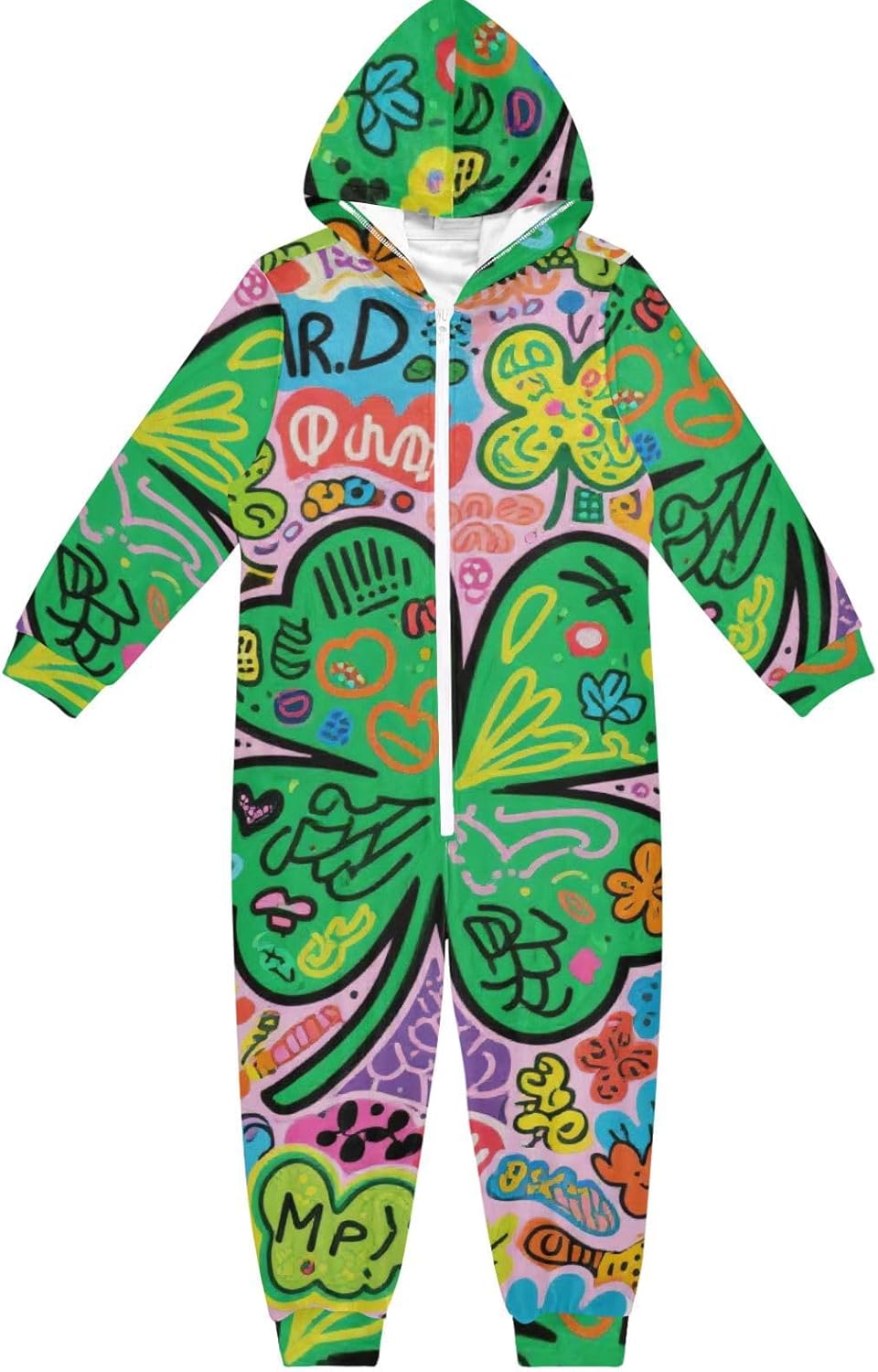 Four Leaf Clover DoodlePajamasSoft Casual Hooded Home Casual Pjsfor Christmas Home