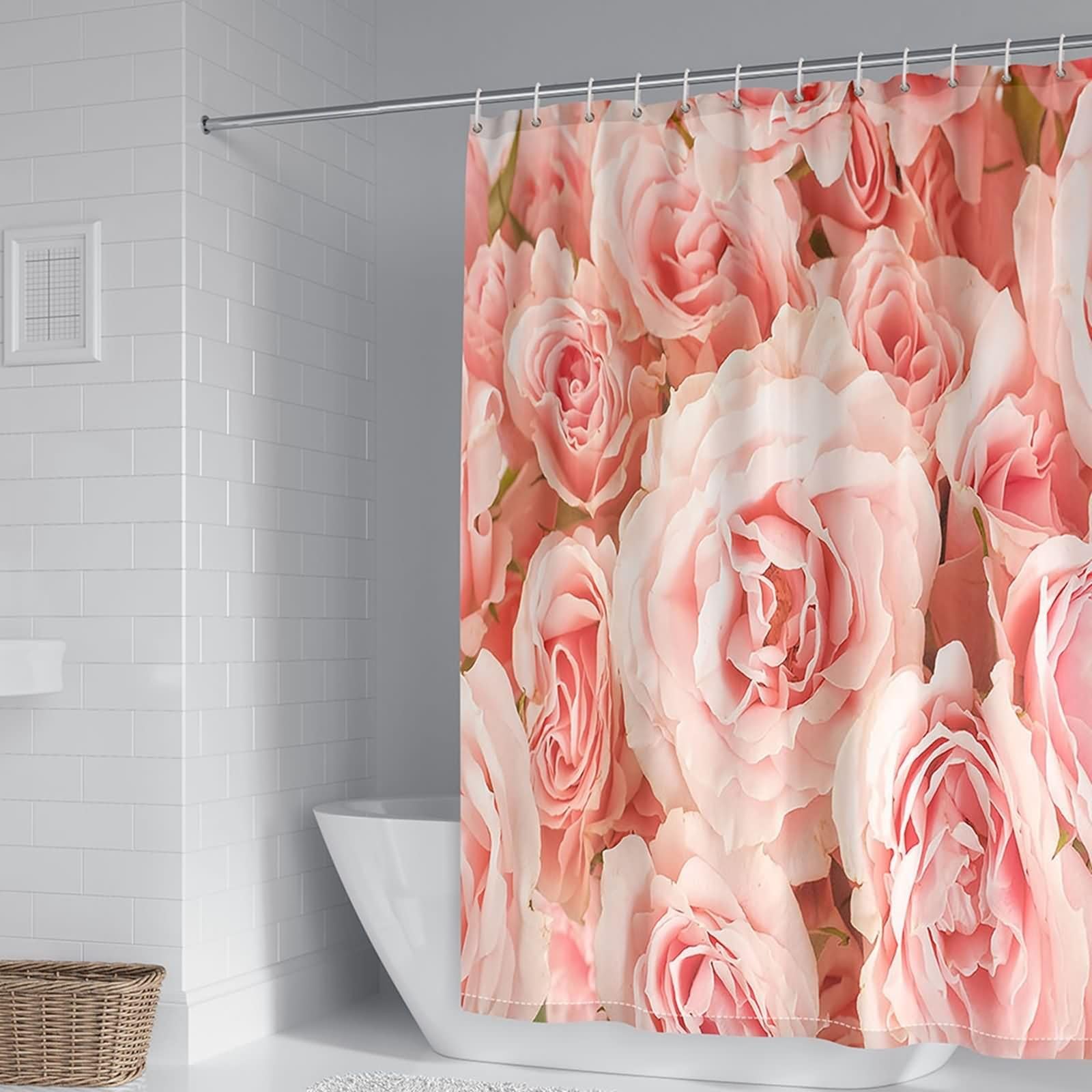Rideau de douche anti-moisissure KnSam rose 300x200 imperméable en polyester pour grand espace