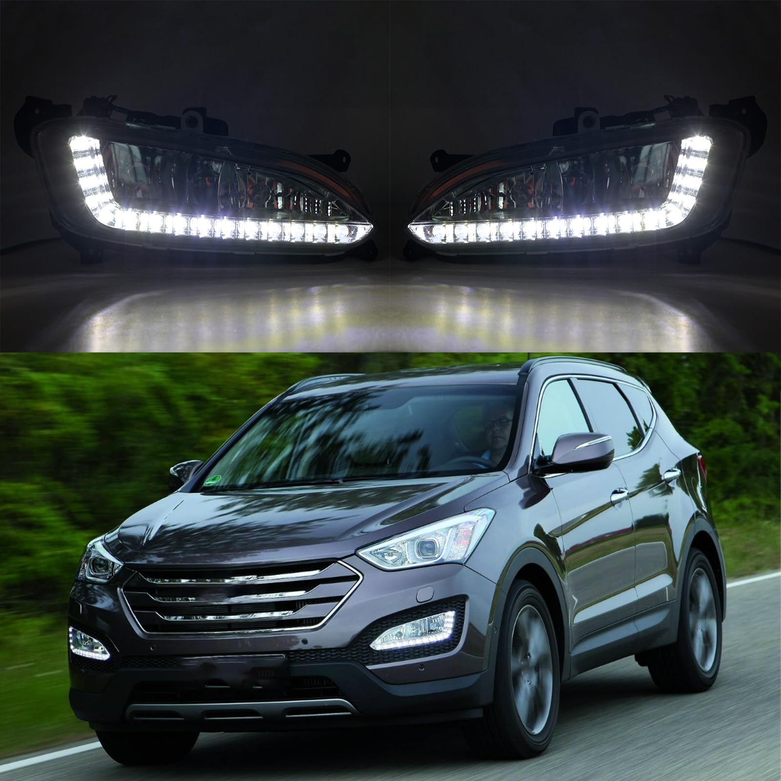 Dla Hyundai Santa Fe IX45 2013 2014 2015 Światła Przeciwmgielne Przednie Światła Do Jazdy Dziennej Montaż Reflektorów Prawy