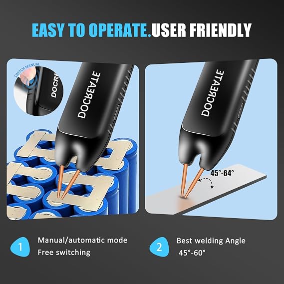 Handheld Spot Welder, 99-Gear LCD Display with Auto/Manual Mode, for 0.1-0.25mm Nickel Sheet, Ideal for 18650 Battery Pack DIY & Repair