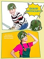 Vista 5 de Paquete de 48 cascos del ejército para niños, sombreros de camuflaje de plástico, gorras de disfraz de soldado para niños, accesorios de disfraces