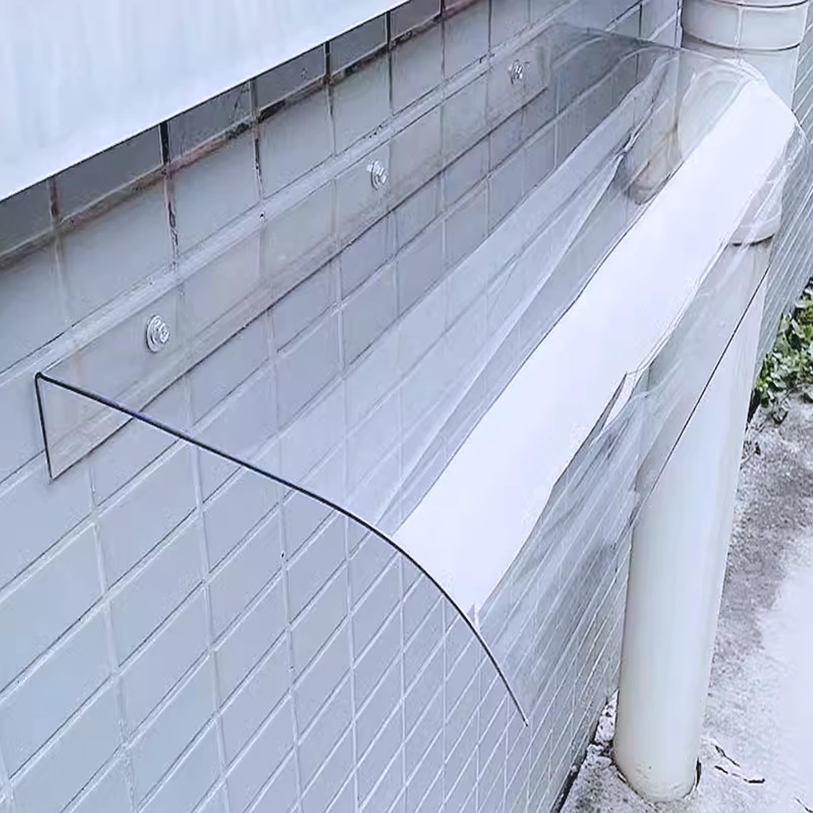 Pensilina Tettoia per Porta Curva Trasparente,Tendalino per Finestra Invisibile,Garden Pensilina da Esterno,Copriporta in Policarbonato Autopulente Muto Anti-UV Antipioggia (40x180cm/16"x71")