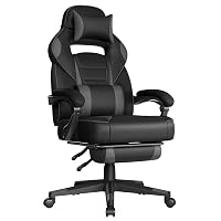SONGMICS Sedia Gaming, Sedia Ufficio con Poggiapiedi Poggiatesta e Cuscino Lombare