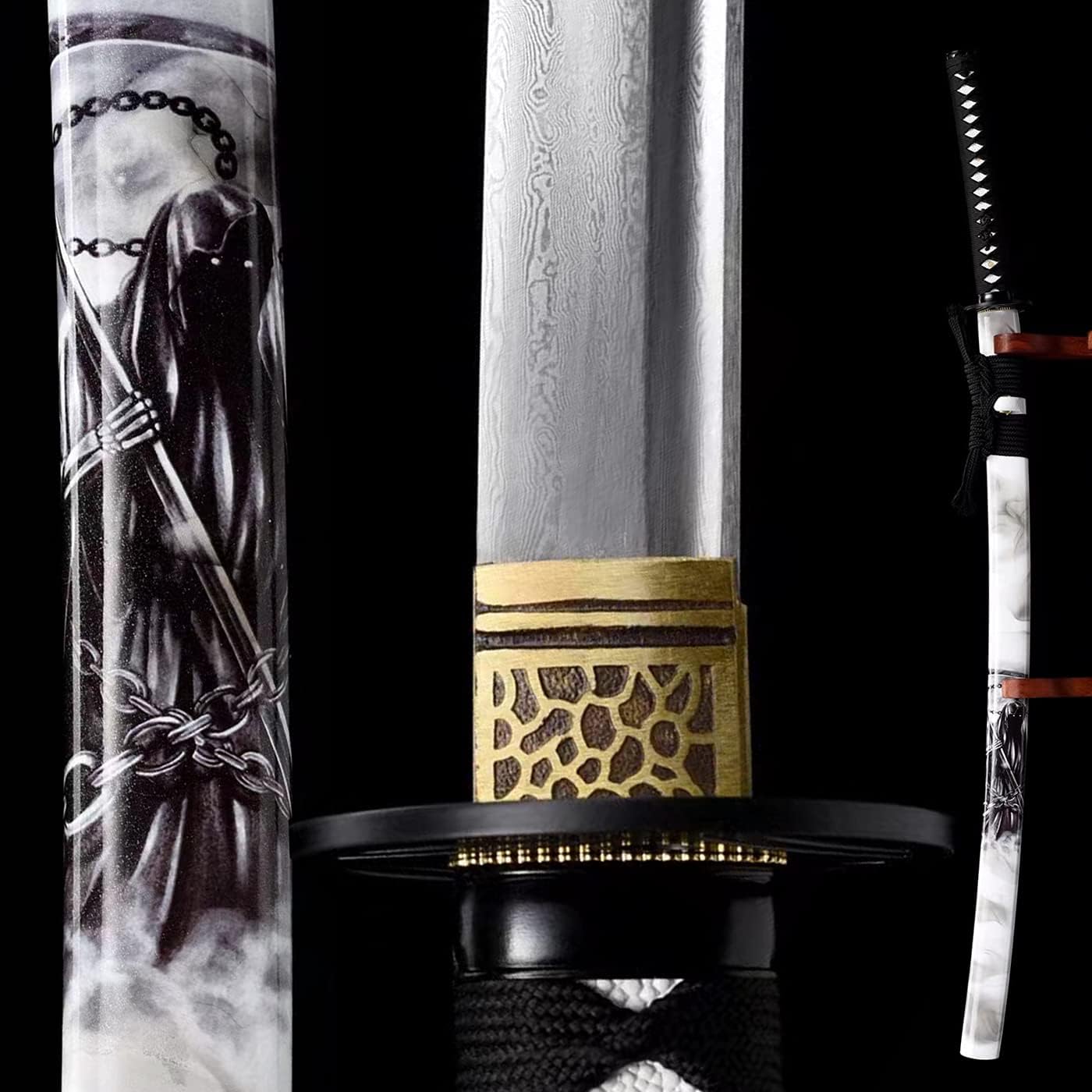 HERO SWORD Handmade Assassin Samurai Sword Damascus Folded Steel Japanese Knife Sharp Blade Katana