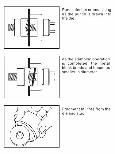 Miniatura 3 de AMZCNC Kit de punzón manual para perforación, hoja de metal resistente, cortador de agujeros, juego de troqueles de punzón de conducto (tamaño de