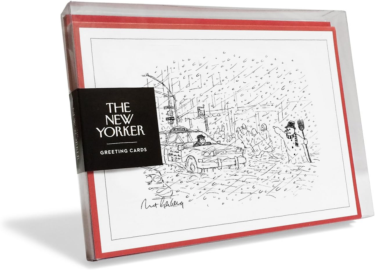 Nelson Line The New Yorker Cartoon Snowman Hailing A Cab Holiday Cards (Box of 8)