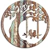 Oubasa Wooden Wall Plaque of Tree Birds Rustic Wall Hanging Decor for Bathroom Kitchen Living Room Bedroom, 12 Inch