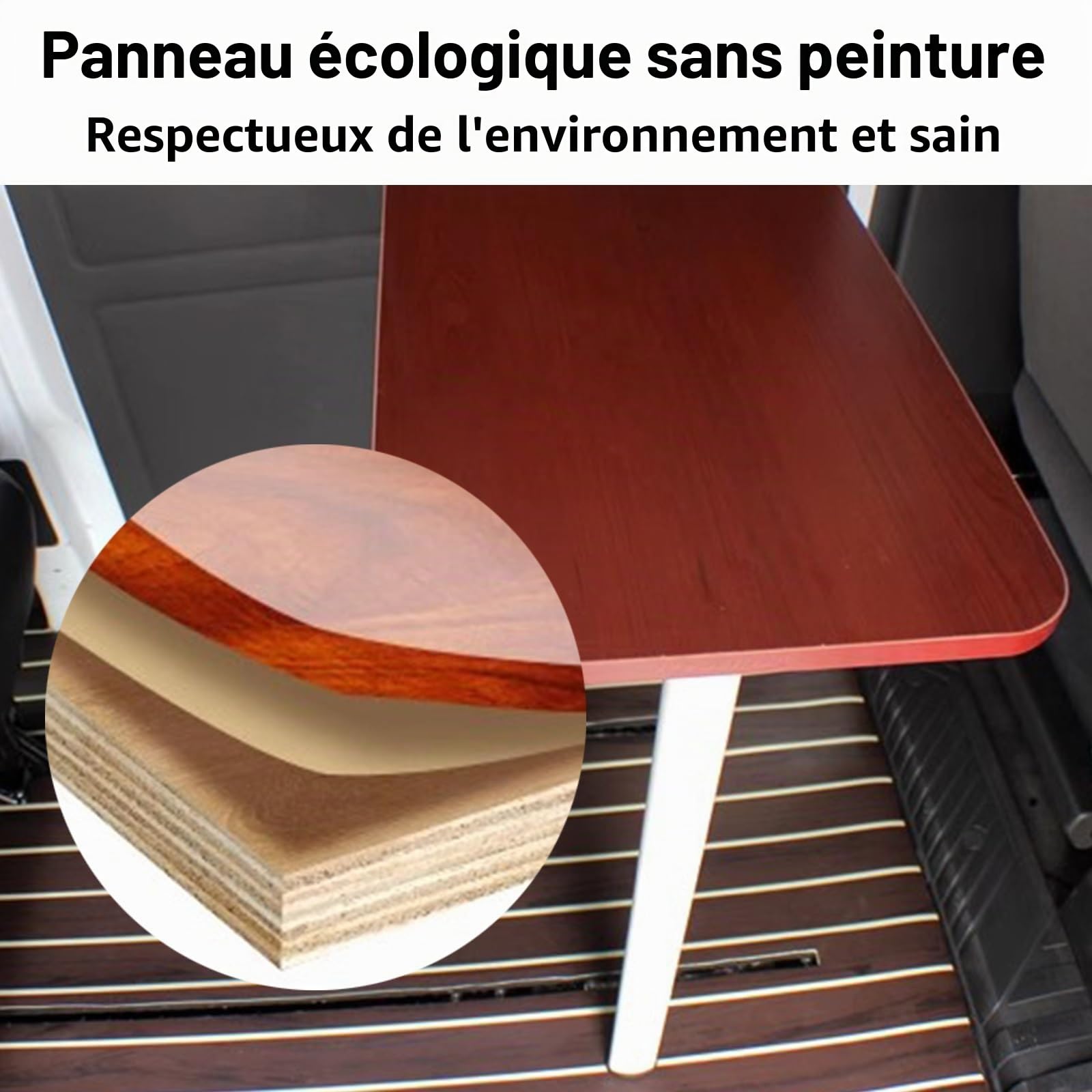 80X40cm Plateau de Table pour Camping-Car, Plateau de Table Rectangulaire avec 2 Porte-gobelets pour Caravane Camping-Car RV(Gray)